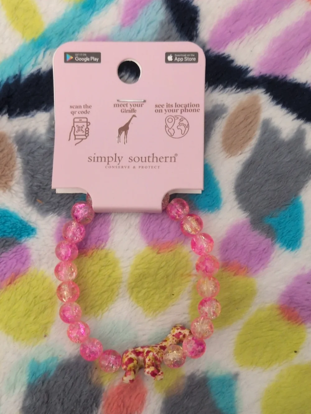 Simply Southern Giraffe Tracking Pink Bracelet